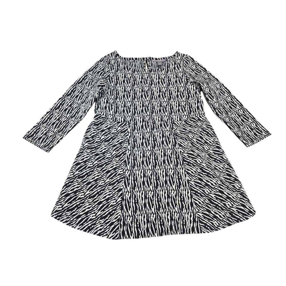 A Pea in the Pod Maternity Animal Print Swing Tunic Black White Long Sleeve S